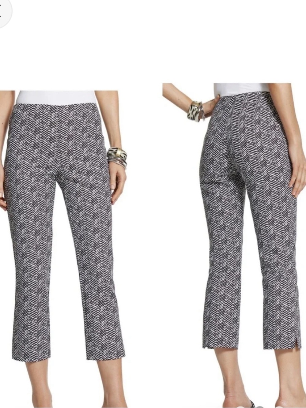 Black & White Chico’s women’s Crop Capri Pants Size 1
